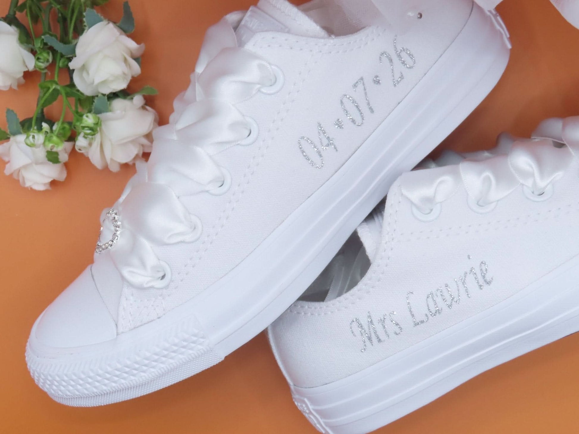 Personalised Glitter Print Wedding Converse. - Crystal Shoe Designs