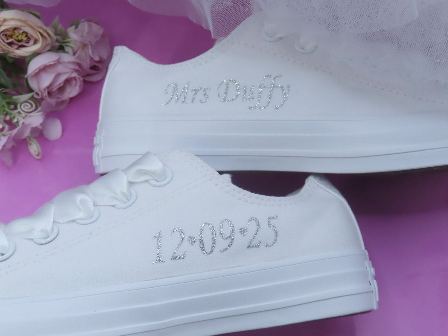 Personalised Glitter Print Wedding Converse. - Crystal Shoe Designs
