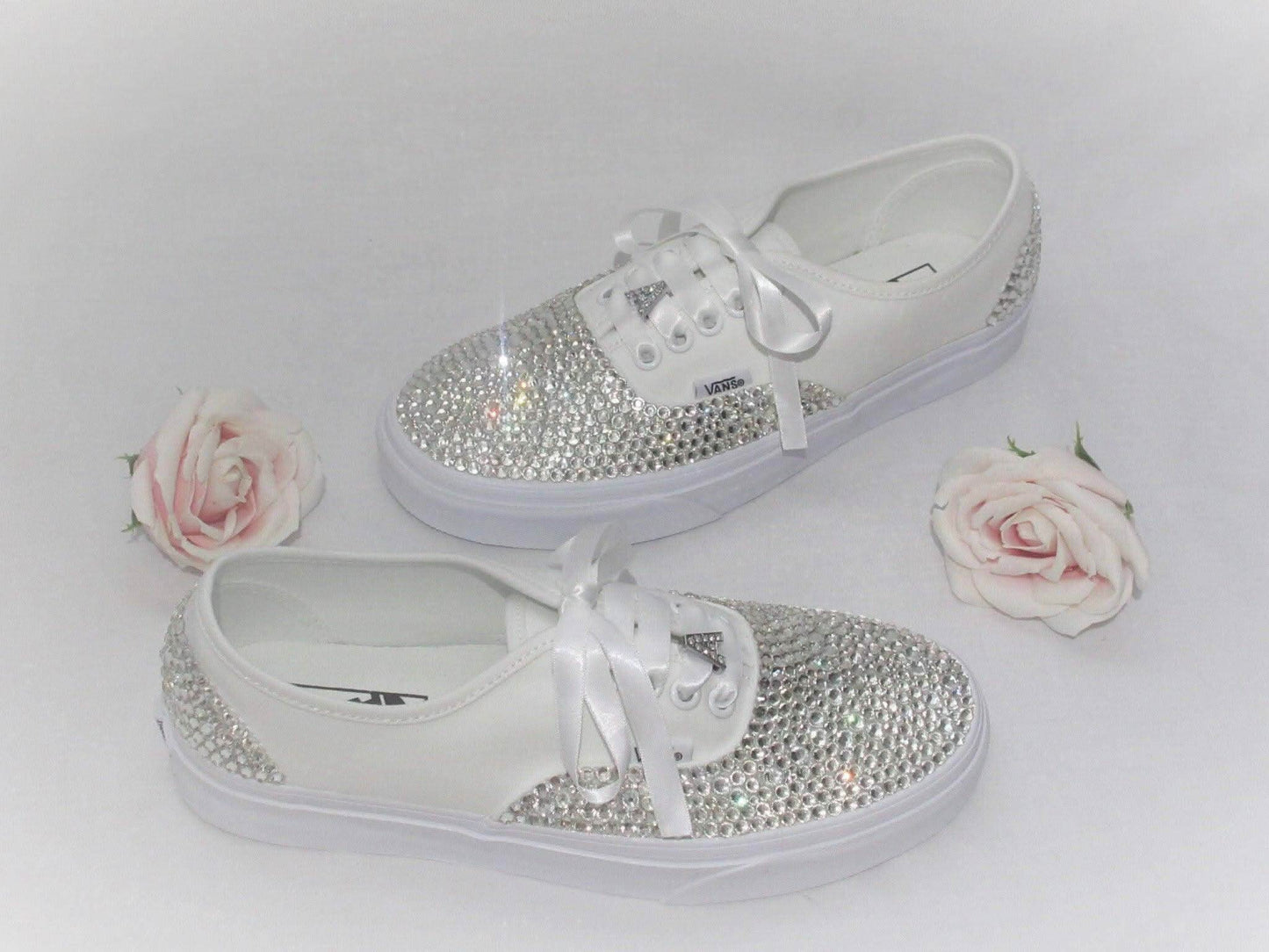 Personalised Wedding Bridal Custom Crystal Vans, Bride Shoes, Wedding sneakers, Vans Authentic - Crystal Shoe Designs