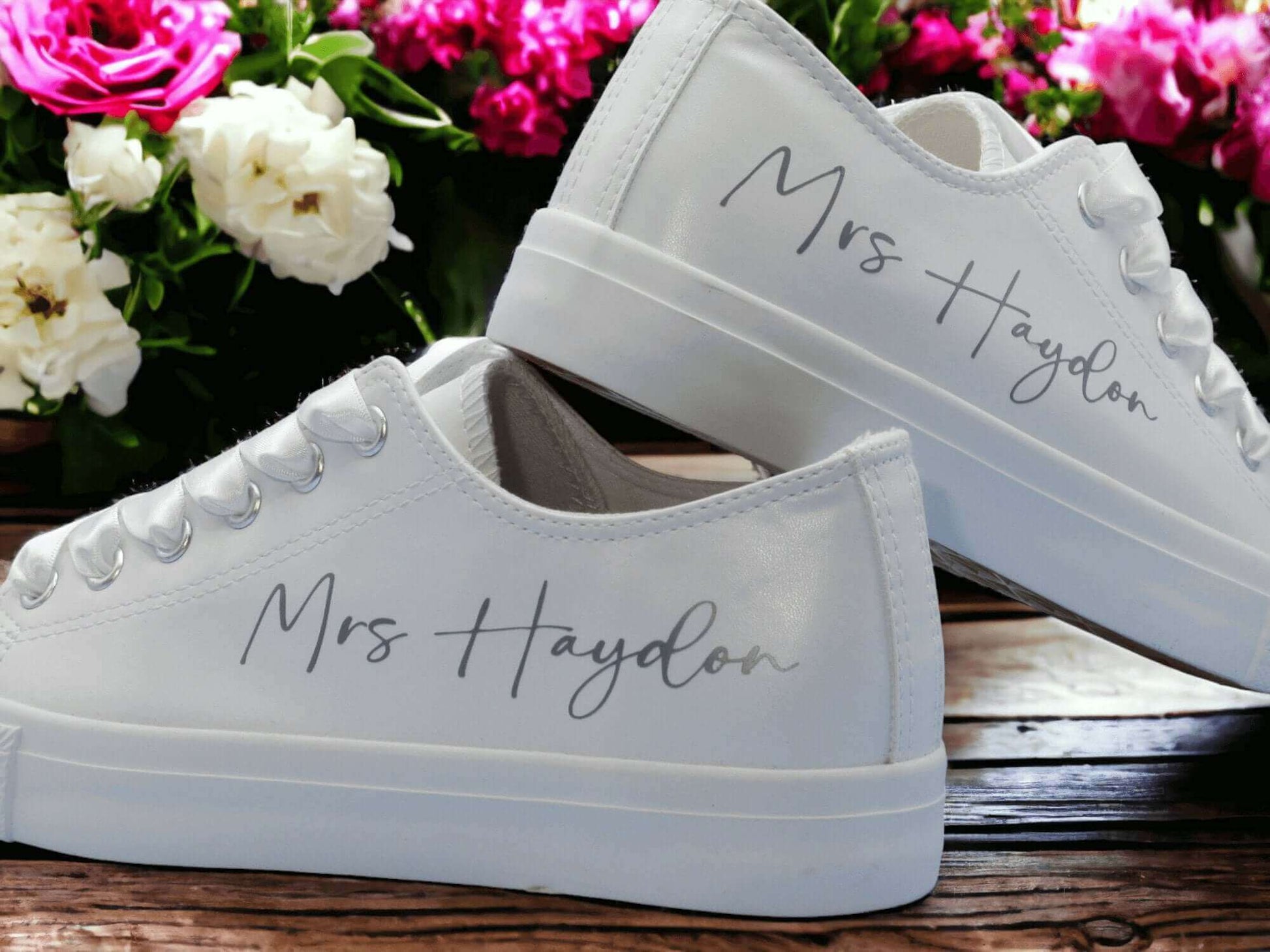 Personalised White Wedding Trainers. - Crystal Shoe Designs