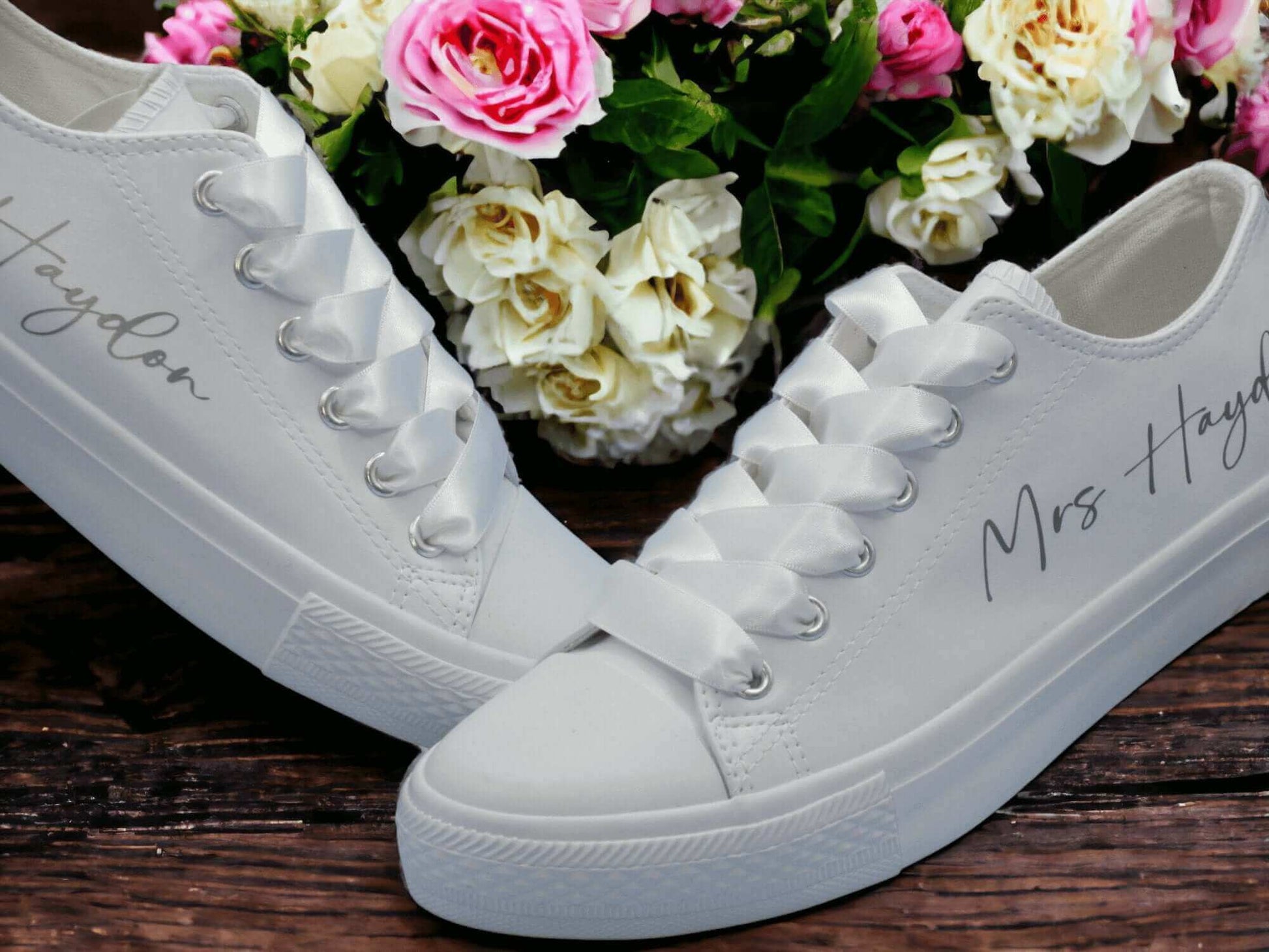 Personalised White Wedding Trainers. - Crystal Shoe Designs