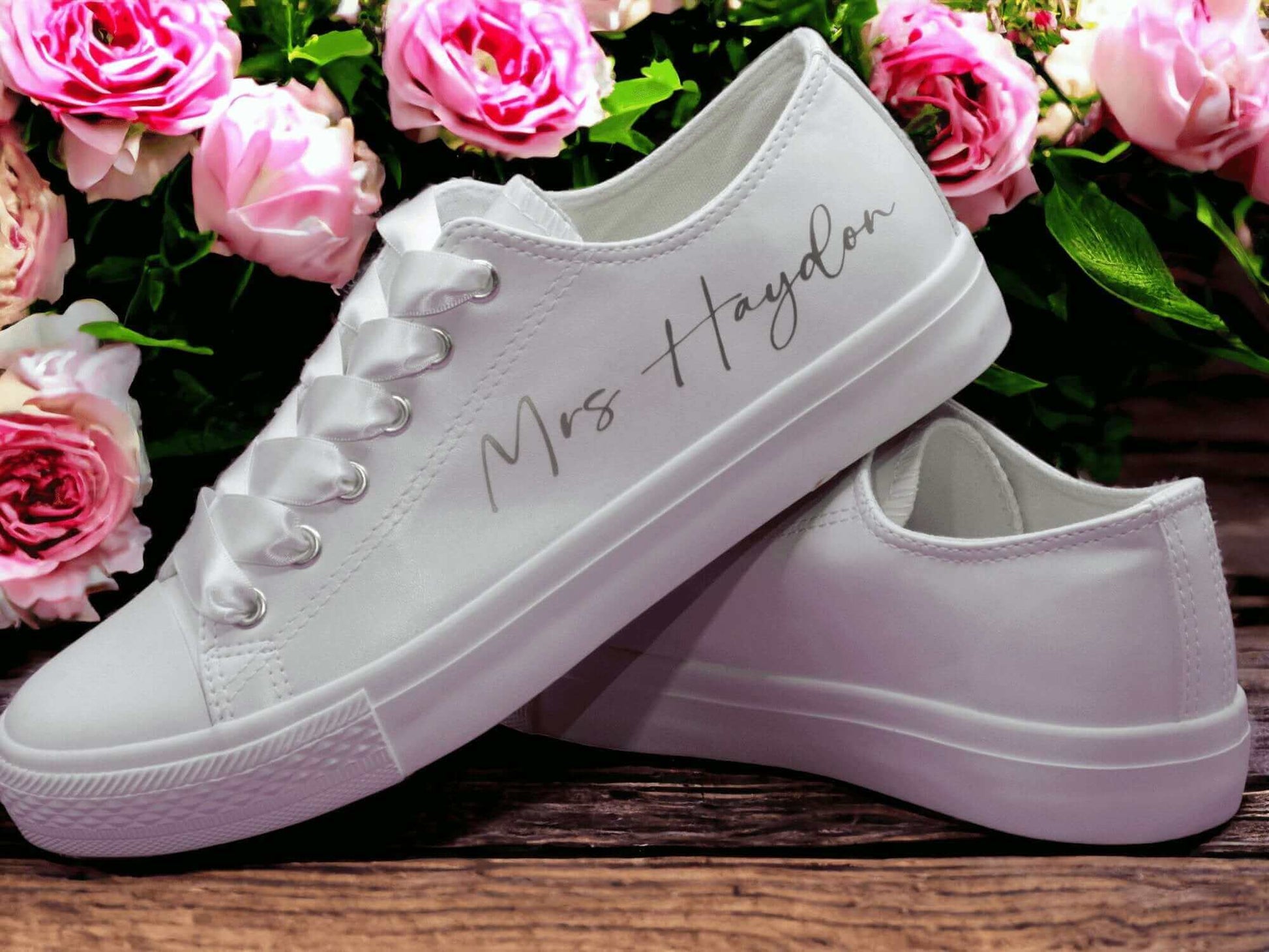 Personalised White Wedding Trainers. - Crystal Shoe Designs