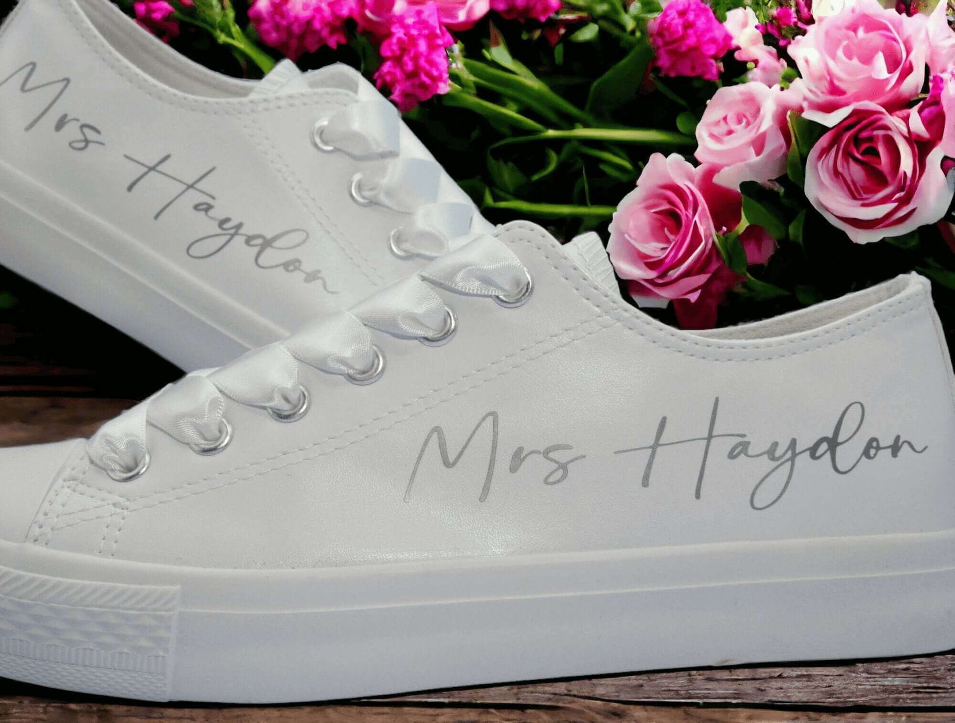 Personalised White Wedding Trainers. - Crystal Shoe Designs