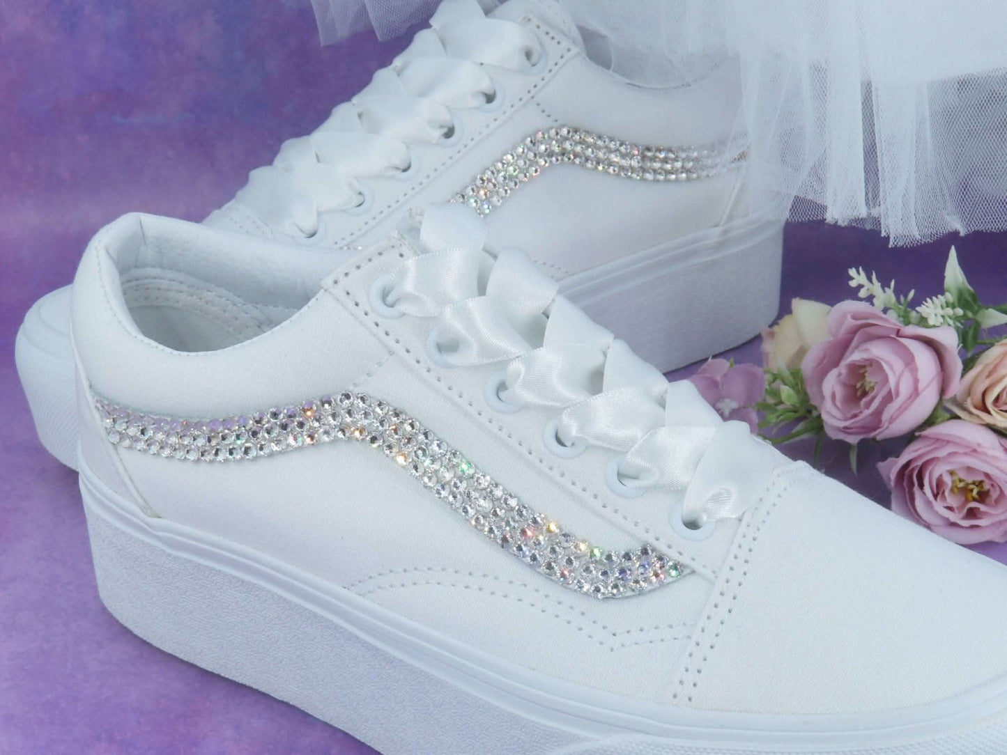 Platform Vans Wedding Trainers For Brides. - Crystal Shoe Designs