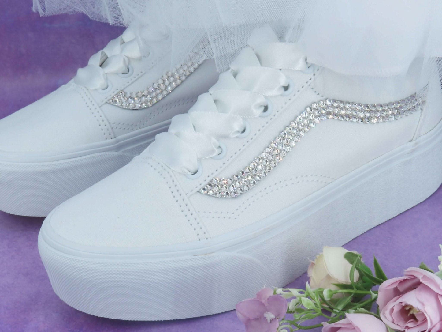 Platform Vans Wedding Trainers For Brides. - Crystal Shoe Designs