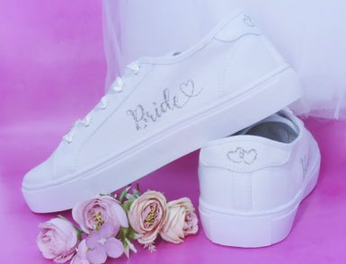 Unique Glitter Print Customisable Bridal Trainers Crystal Shoe