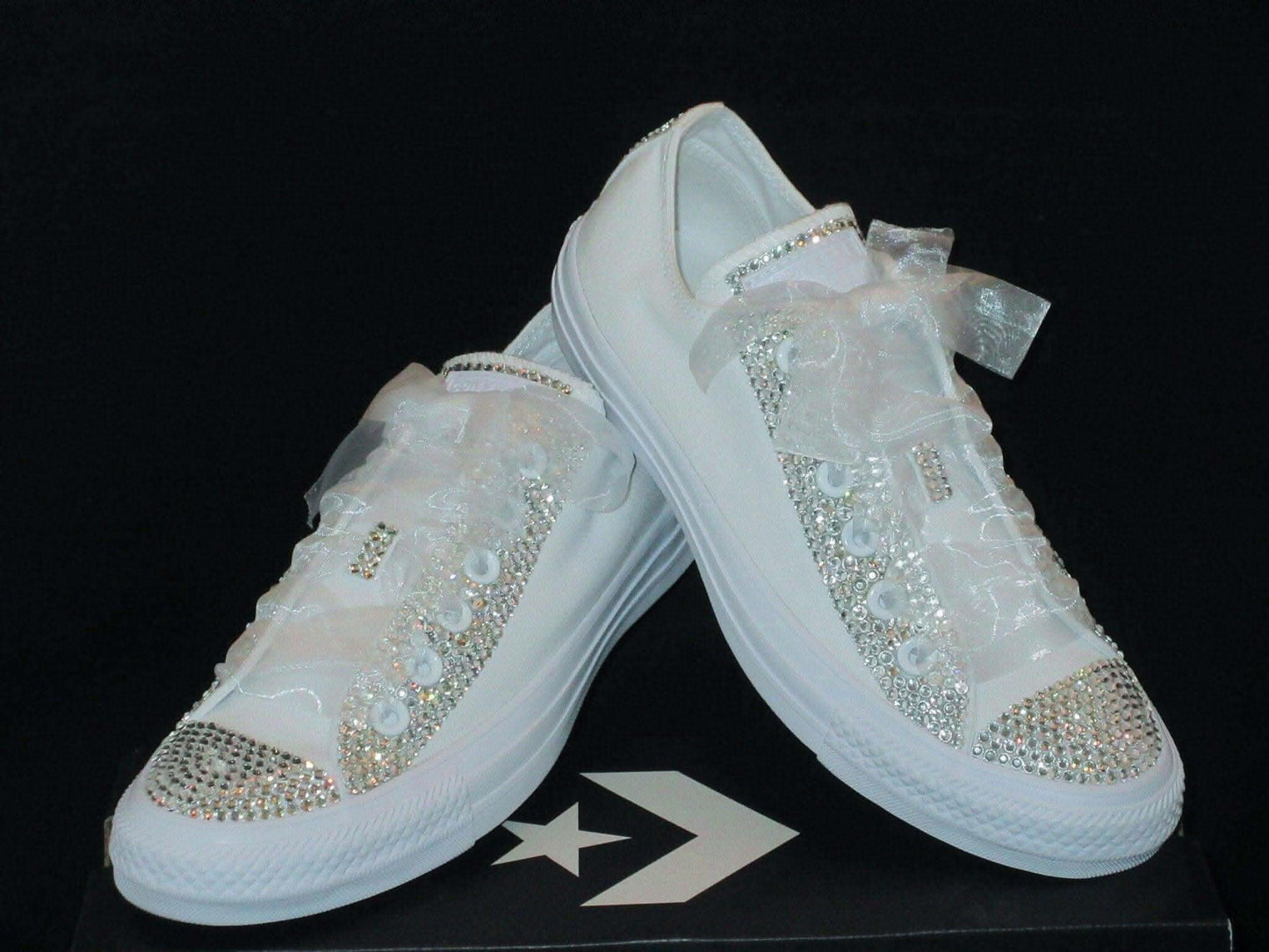 Wedding Bridal Custom Converse - Bride Converse - Crystal Converse. - Crystal Shoe Designs