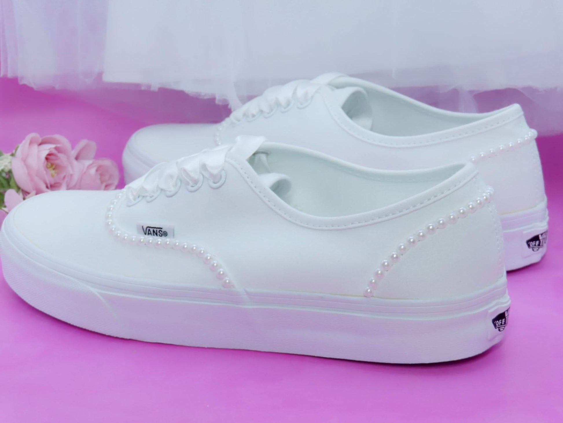 Wedding Bridal Custom Pearl Vans - Crystal Shoe Designs