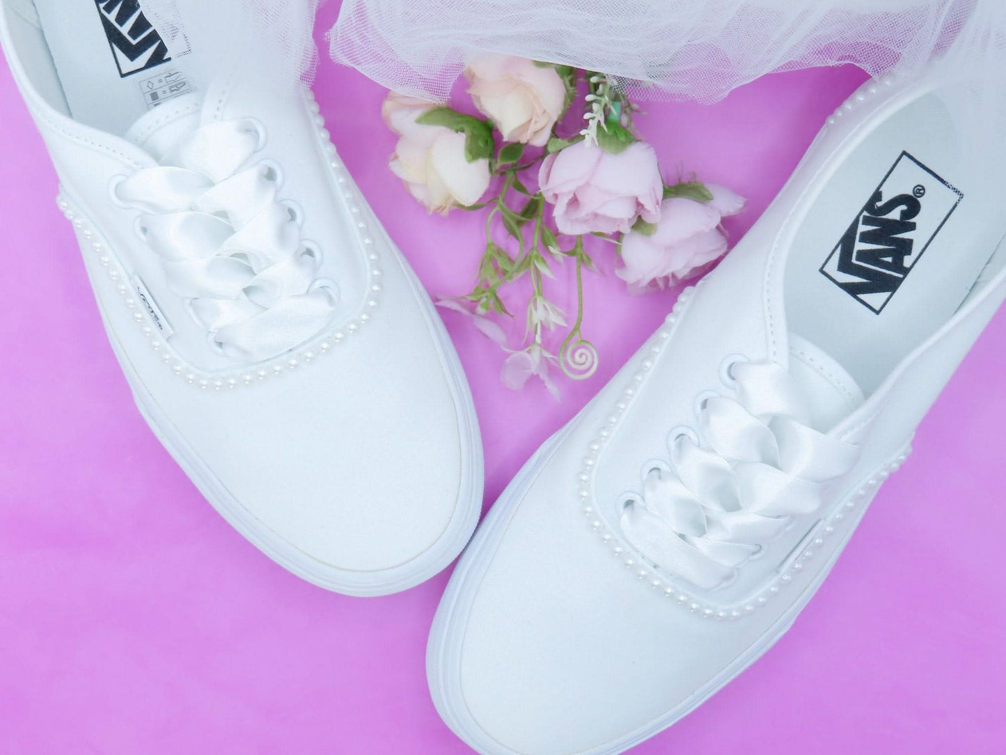 Wedding Bridal Custom Pearl Vans - Crystal Shoe Designs