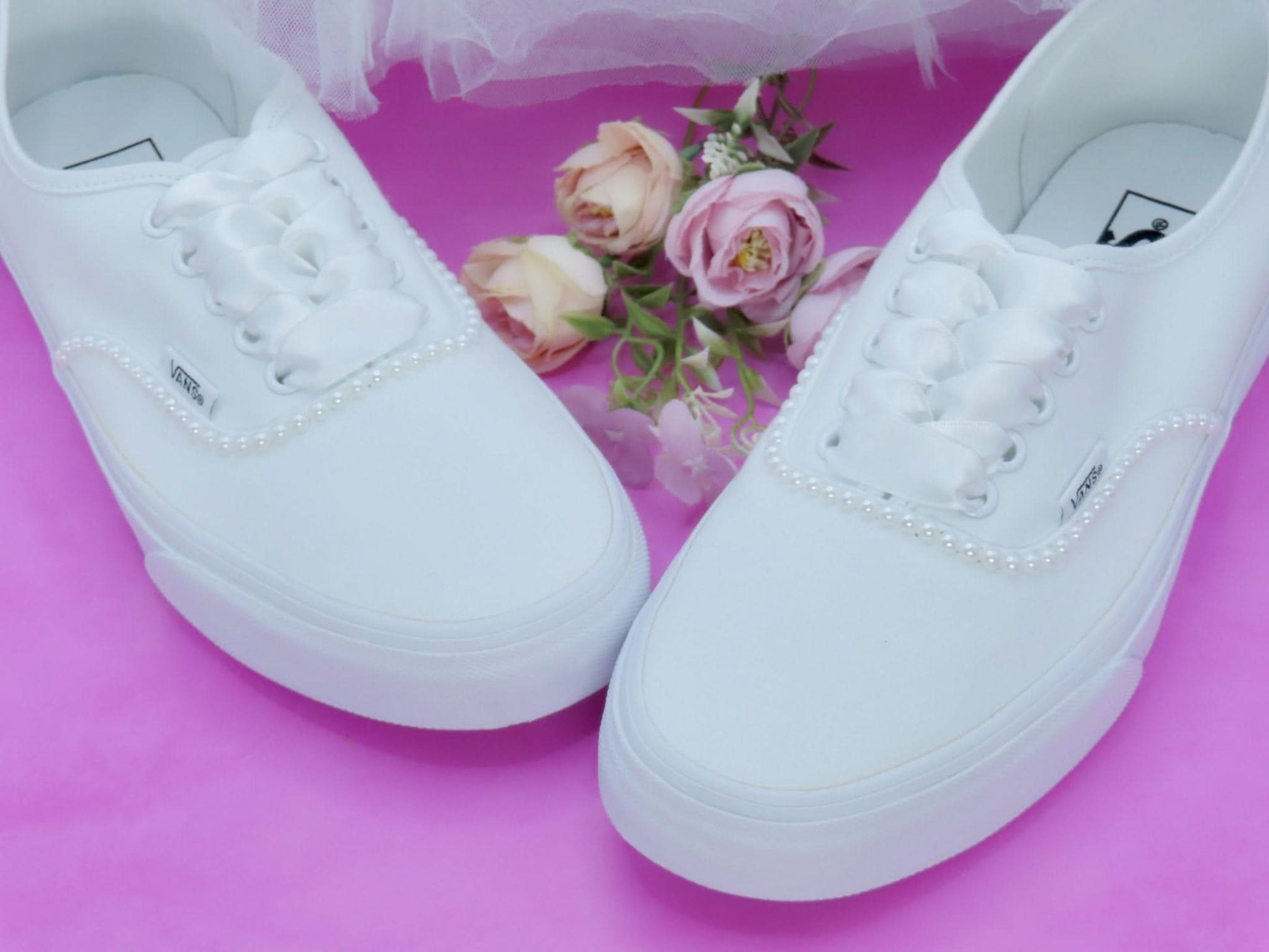 Wedding Bridal Custom Pearl Vans - Crystal Shoe Designs