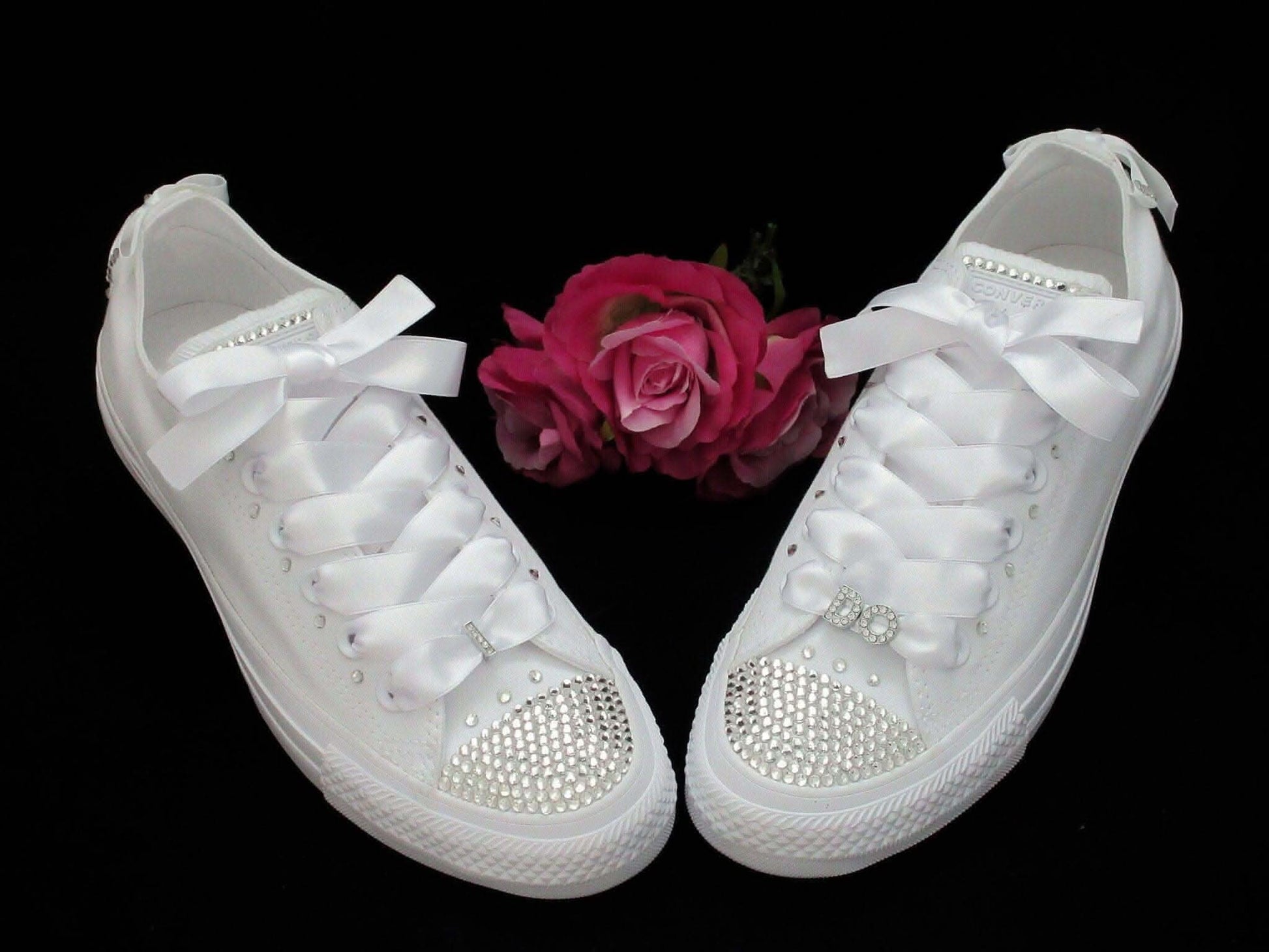 Wedding Bride "I DO" Custom Crystal Converse Sneakers, Bride Converse - Crystal Shoe Designs