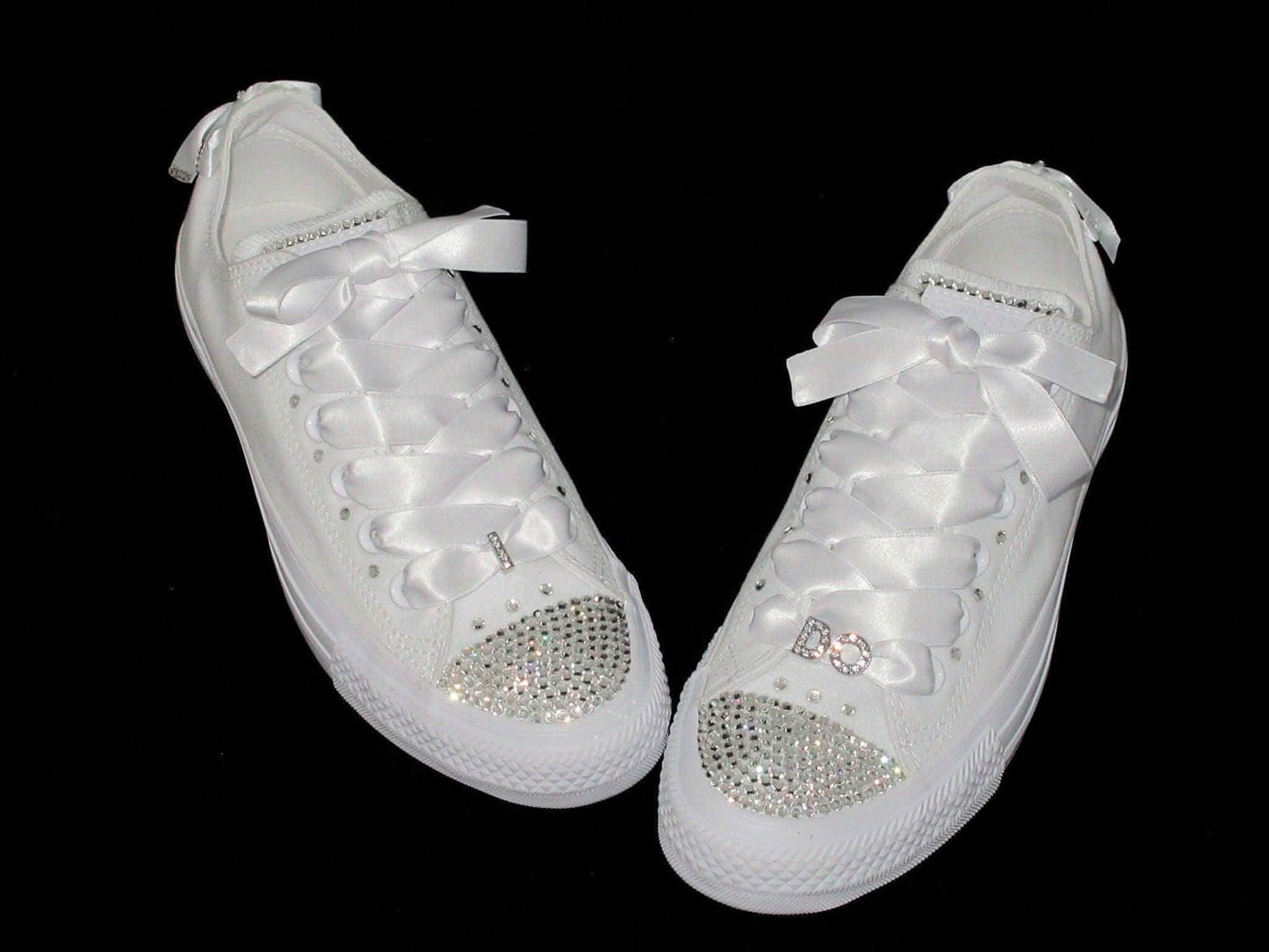 Wedding Bride "I DO" Custom Crystal Converse Sneakers, Bride Converse - Crystal Shoe Designs