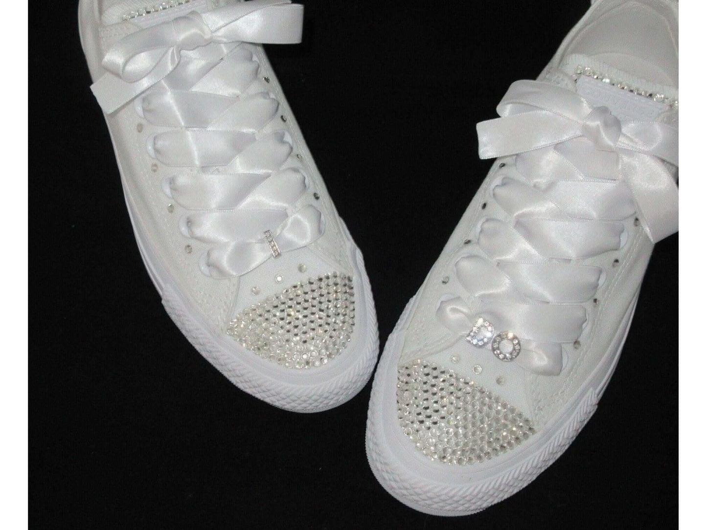 Wedding Bride "I DO" Custom Crystal Converse Sneakers, Bride Converse - Crystal Shoe Designs