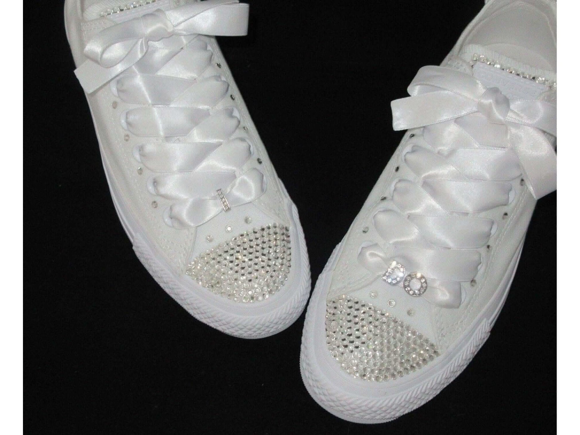 Wedding Bride "I DO" Custom Crystal Converse Sneakers, Bride Converse - Crystal Shoe Designs