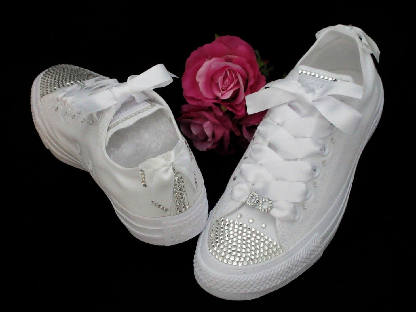 Wedding Bride "I DO" Custom Crystal Converse Sneakers, Bride Converse - Crystal Shoe Designs