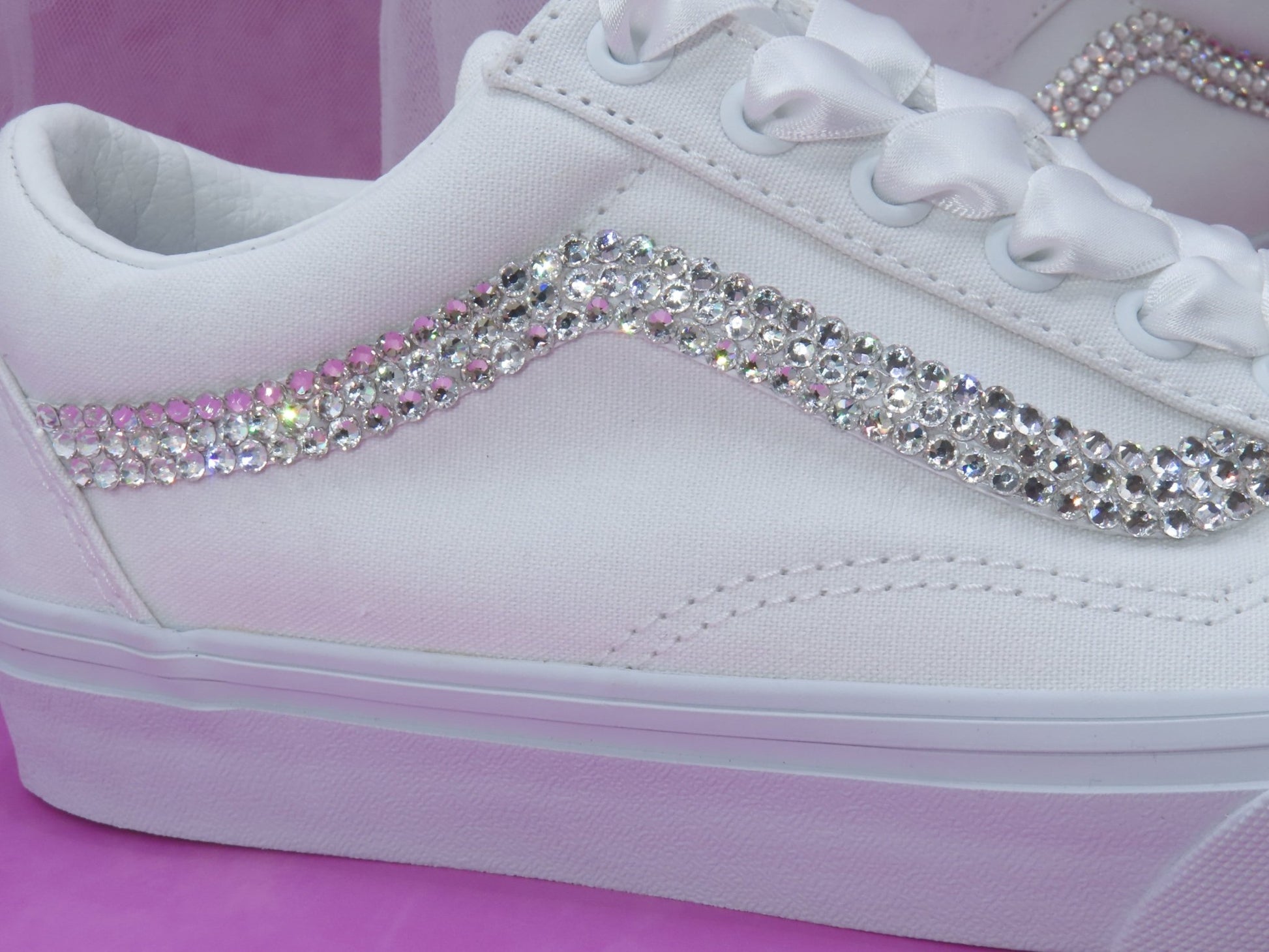 Wedding Crystal Old Skool Vans. - Crystal Shoe Designs