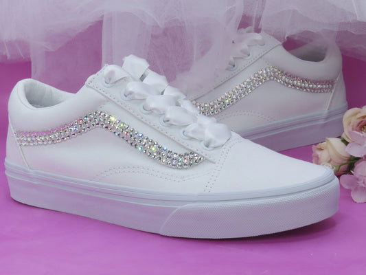 Wedding Crystal Old Skool Vans. - Crystal Shoe Designs