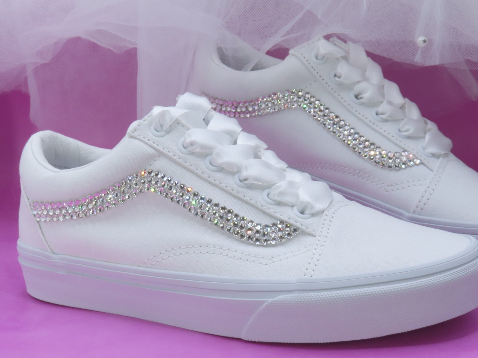 Wedding Crystal Old Skool Vans. - Crystal Shoe Designs