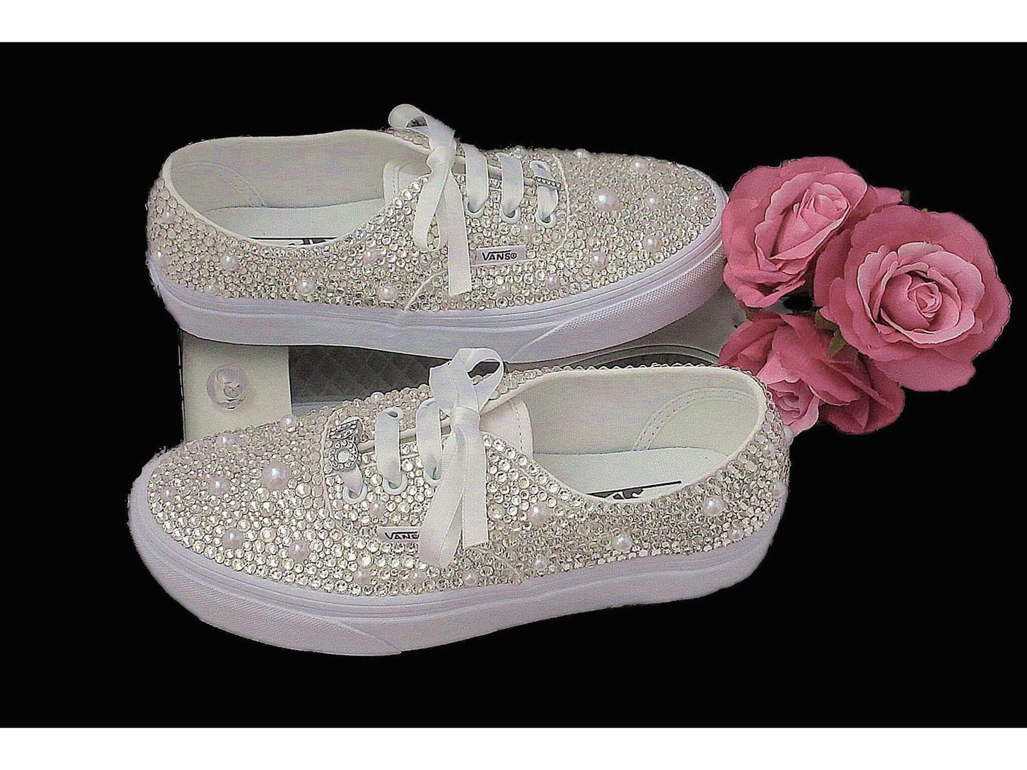 Wedding Sneakers - Bridal Sneakers - Crystal wedding sneakers - Crystal Vans Sneakers - Wedding Trainers - Vans Authentic. - Crystal Shoe Designs