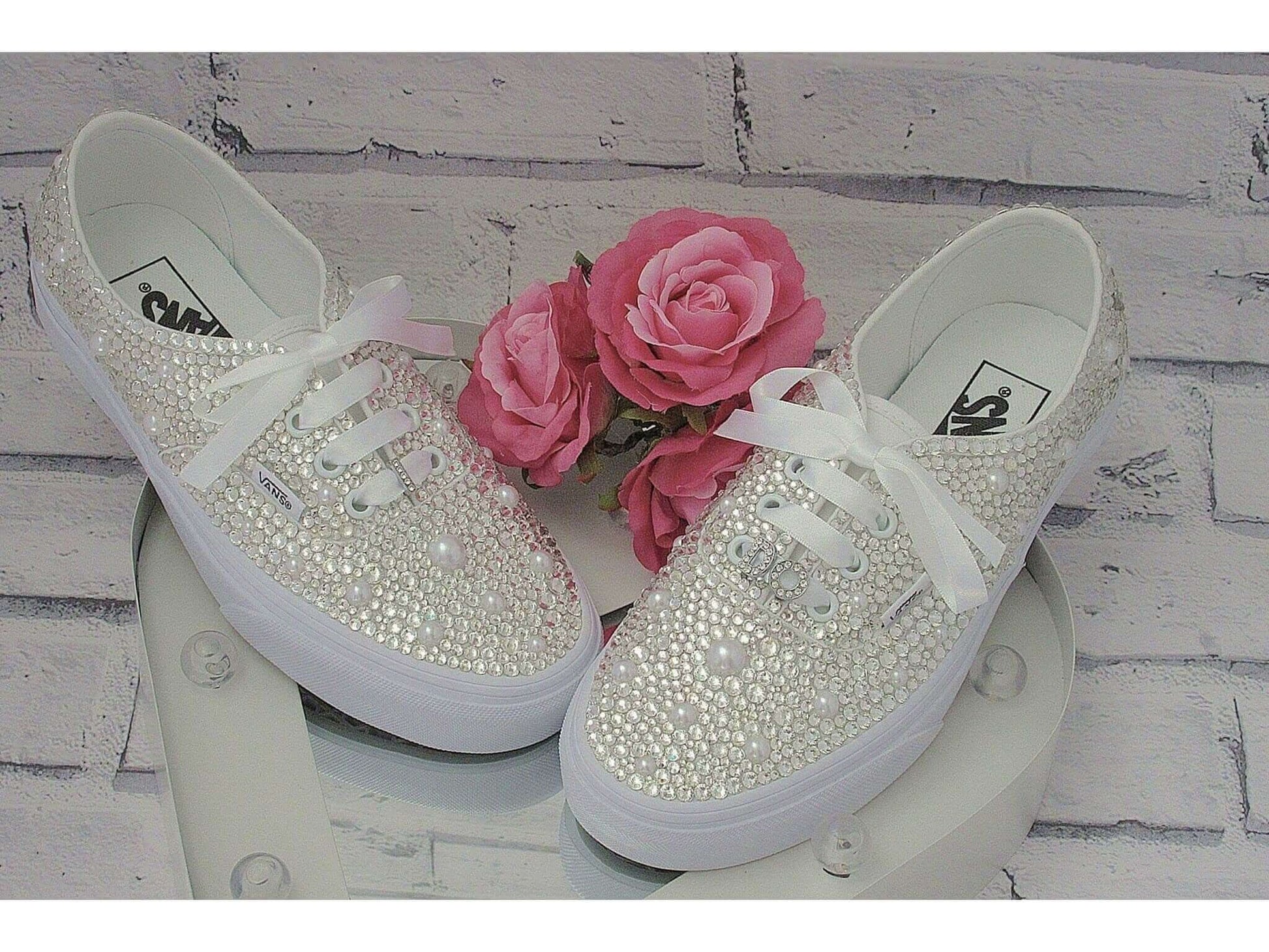 Wedding Sneakers - Bridal Sneakers - Crystal wedding sneakers - Crystal Vans Sneakers - Wedding Trainers - Vans Authentic. - Crystal Shoe Designs