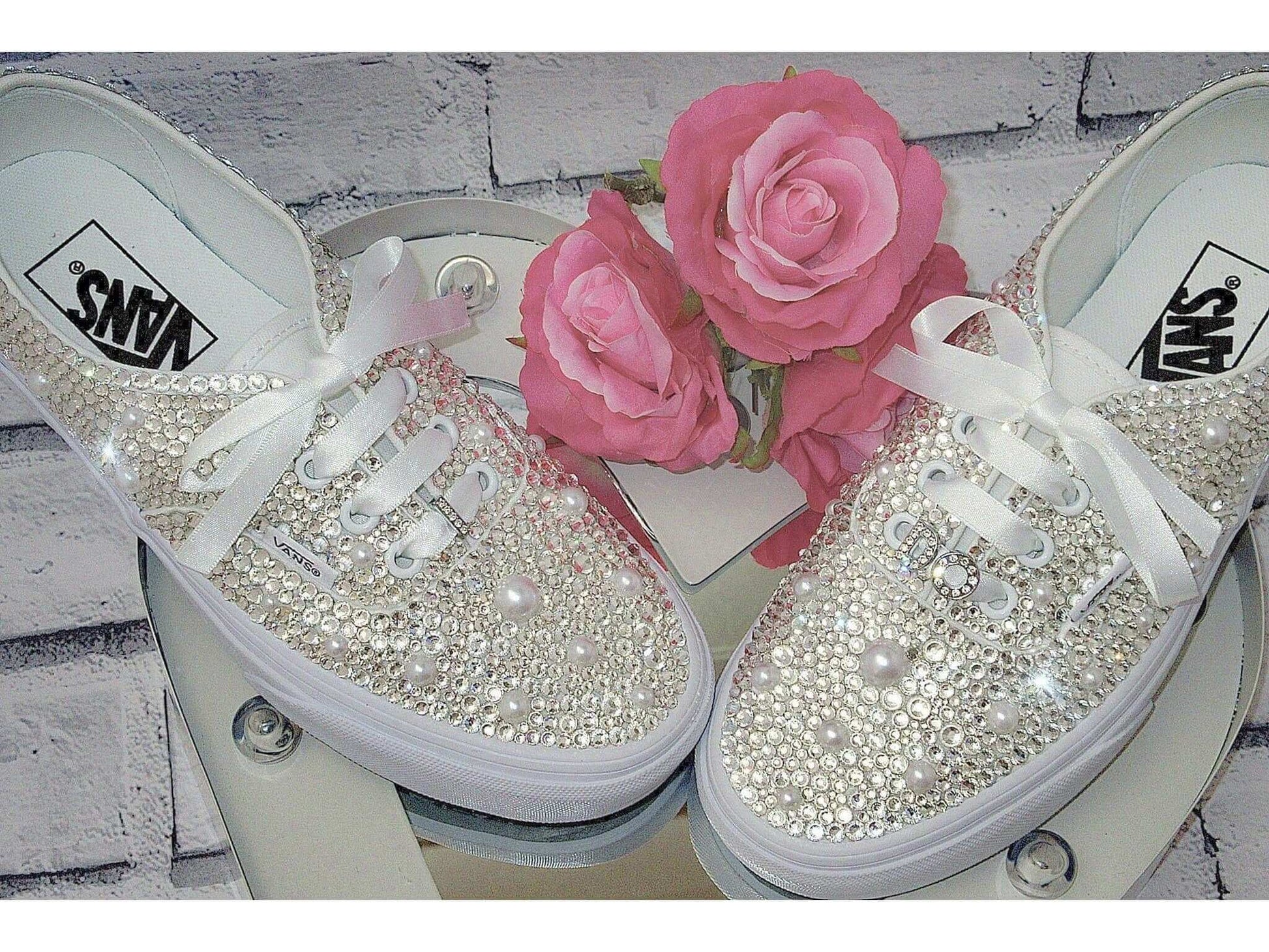 Wedding Sneakers - Bridal Sneakers - Crystal wedding sneakers - Crystal Vans Sneakers - Wedding Trainers - Vans Authentic. - Crystal Shoe Designs