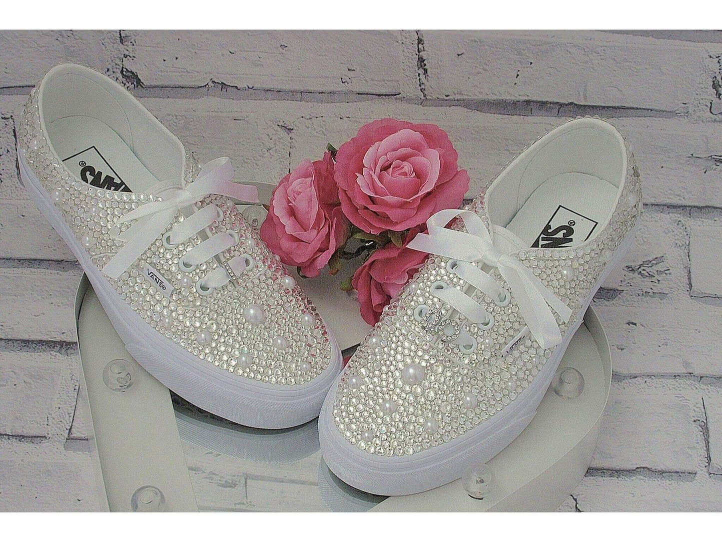 Wedding Sneakers - Bridal Sneakers - Crystal wedding sneakers - Crystal Vans Sneakers - Wedding Trainers - Vans Authentic. - Crystal Shoe Designs