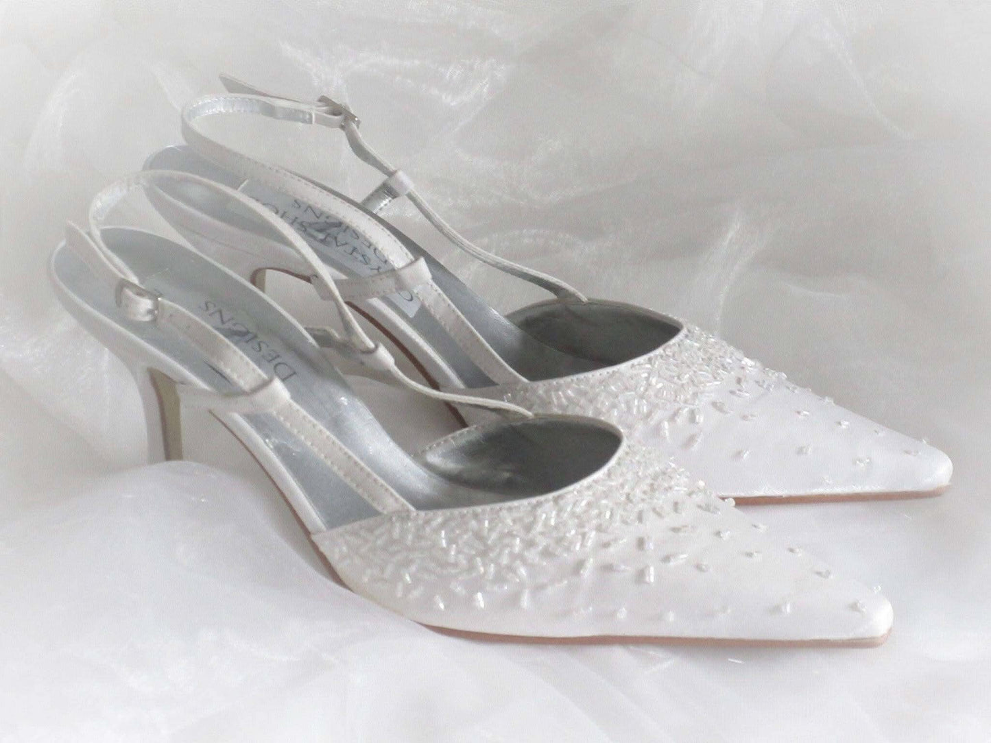 White Wedding Shoes, Bridal Heels, Strappy Wedding Shoes. - Crystal Shoe Designs