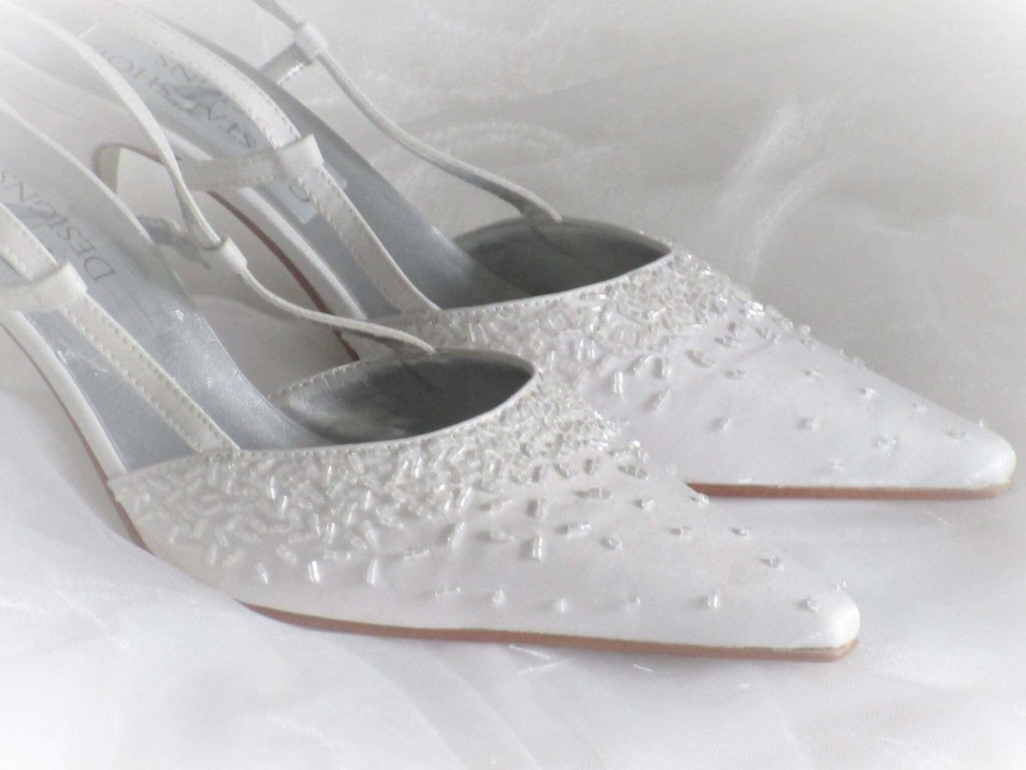 White Wedding Shoes, Bridal Heels, Strappy Wedding Shoes. - Crystal Shoe Designs